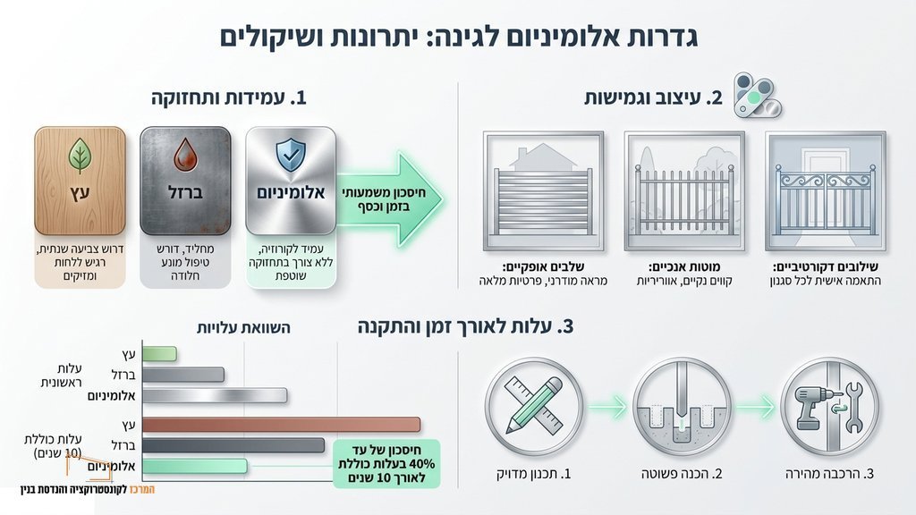 נוצר על ידי מודל בינה מלאכותית Gemini Pro גדרות לגינה מאלומיניום בעיצוב מודרני
