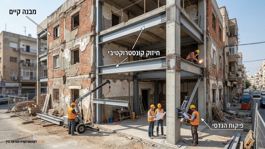 נוצר על ידי מודל בינה מלאכותית Gemini Pro אישור קונסטרוקטור למבנה בתהליך שיפוץ