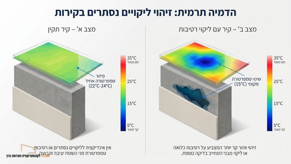 נוצר על ידי מודל בינה מלאכותית Gemini Pro מהנדס מבצע איתור נזילות במצלמה תרמית על קיר מבנה